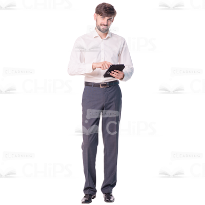 Smiling Man Exploring Tablet Cutout Image-0