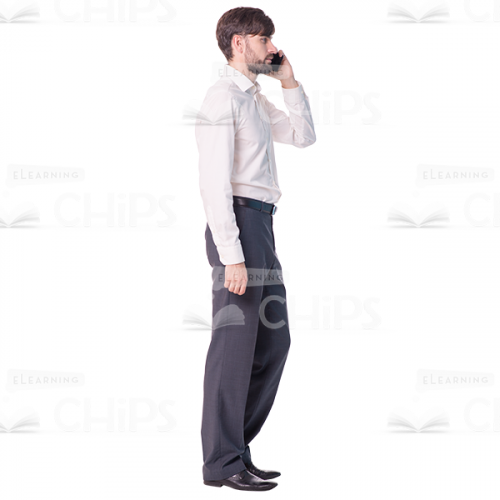 Cutout Guy Character Talking Cellphone Profile View-0