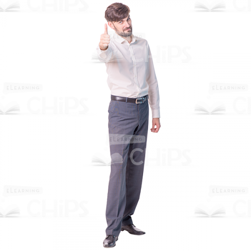Pleased Young Man Shows Thumb Up Cutout Photo-0
