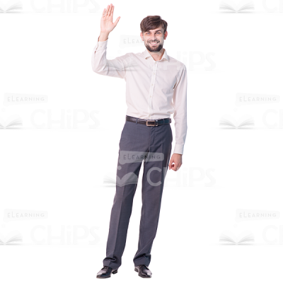 Smiling Man Waving Hand Cutout Image-0