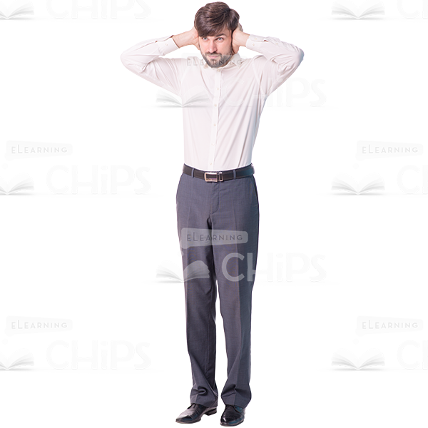 Young Man Covering Ears Cutout Photo-0