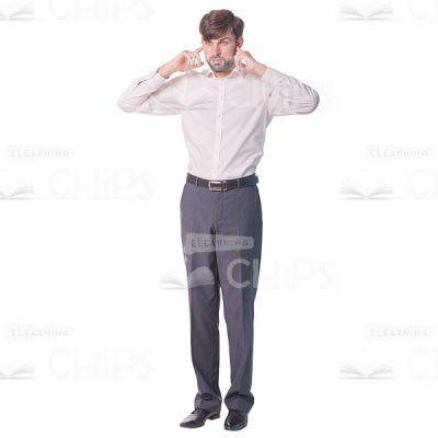 Remote Young Man Covers His Ears Cutout Photo-0