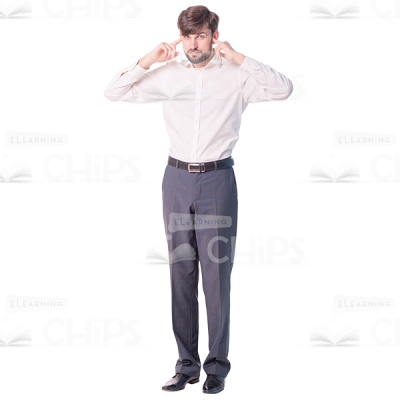 Bearded Man Covers Ears Cutout Photo-0