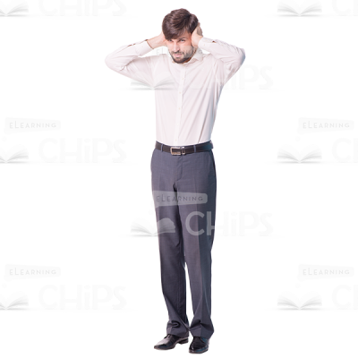 Young Businessman Covers His Ears Cutout Image-0