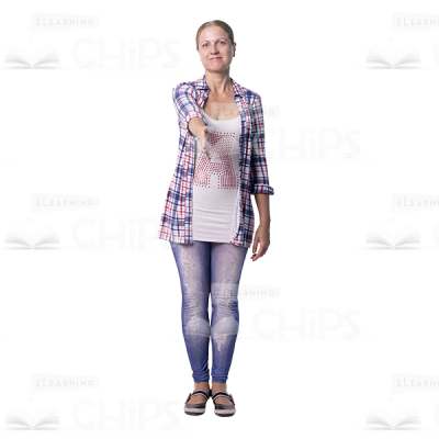 Middle-Aged Woman Greeting Pose Cutout Photo -0