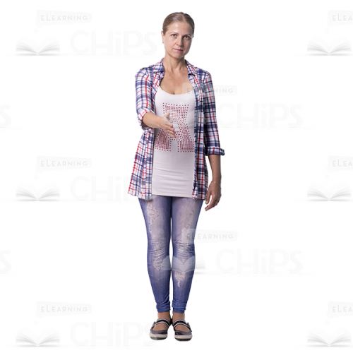 Serious Middle-Aged Woman Gretting Pose Cutout Photo-0