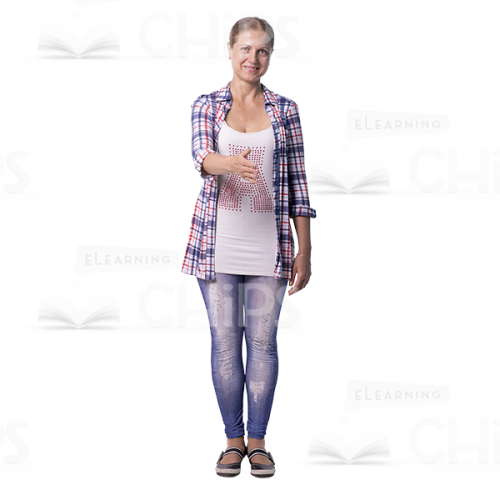 Slightly Smiling Woman Welcome Pose Cutout Photo-0