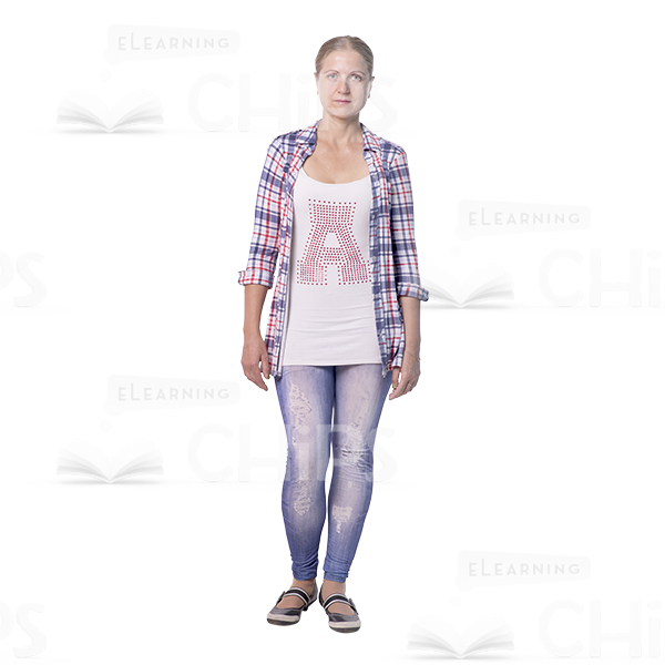 Quietly Standing Middle-Aged Woman Cutout Image-0