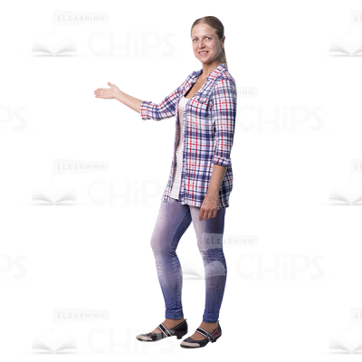 Smiling Mid Aged Woman Showing Cutout Image-0