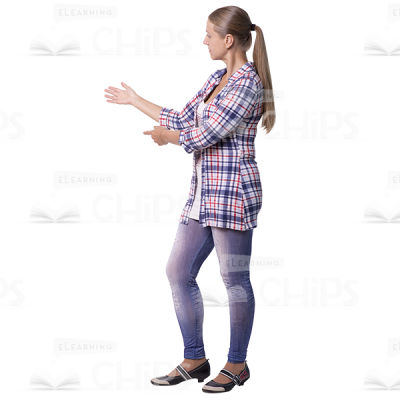 Mid Aged Cutout Woman Character Pointing-0