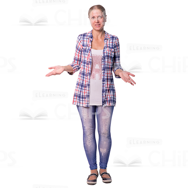 Mid Aged Woman Throws Up Her Hands Cutout Image-0
