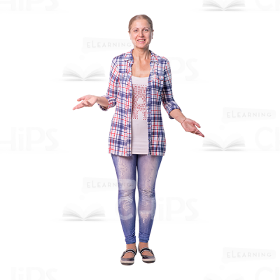 Amazed Mid Aged Woman Throws Up Hands Cutout Photo-0
