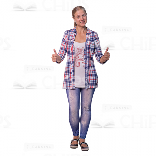 Cheerful Cutout Woman Character Showing Thumds Up-0