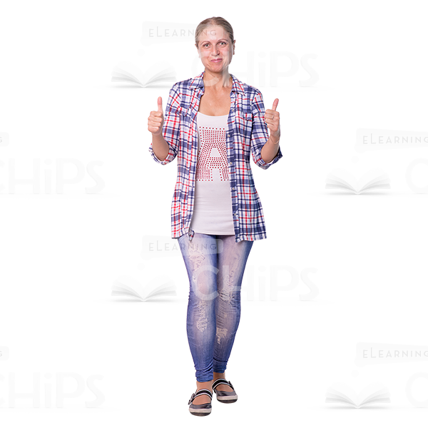 Slightly Smiling Woman Showing Thumbs Up Cutout Image-0