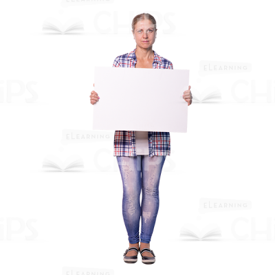 Mid Aged Woman Holding Board Cutout Image -0