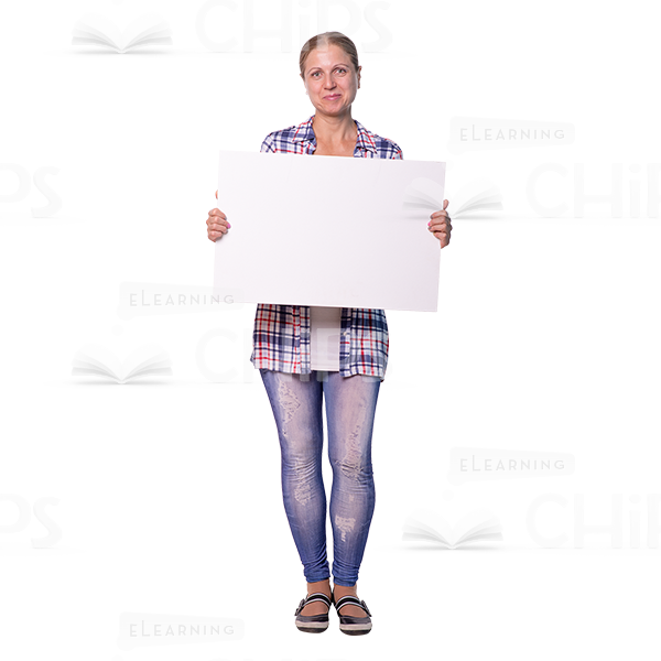 Friendly Mid Aged Woman Holding Board Cutout Photo-0