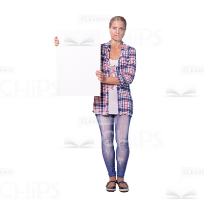 Serious Mid Aged Woman Presenting Board Cutout Image-0