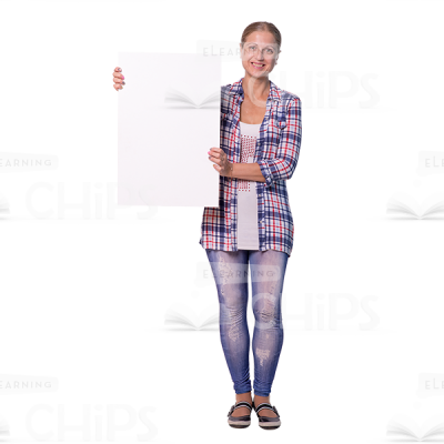 Smiling Mid Aged Woman With Vertical Placard Cutout Image-0