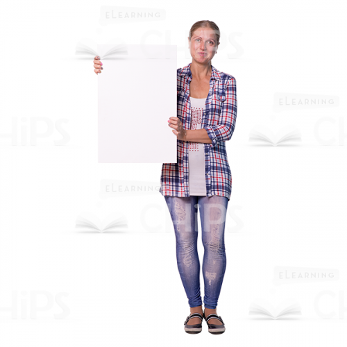 Affable Mid Aged Woman Presenting Banner Cutout Image-0