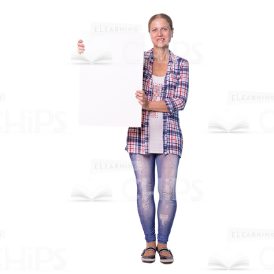 Cheerful Cutout Woman Character Holding Vertical Board-0