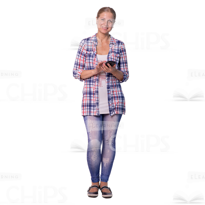 Smiling Cutout Woman Character With Phone-0
