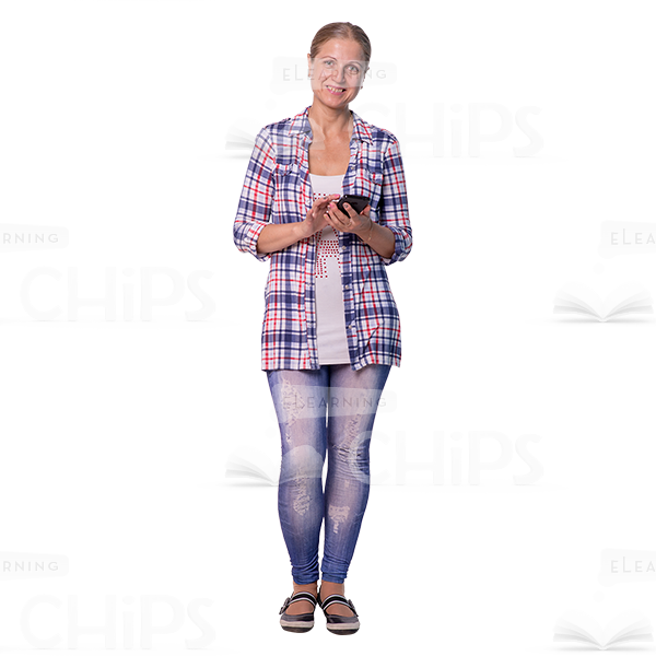 Smiling Cutout Woman Character With Phone-0 Smiling Cutout Woman Character With Phone-0
