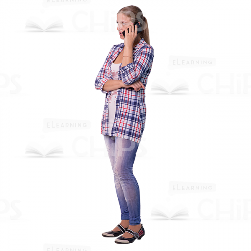 Concentrated Cutout Woman Character With Phone-0