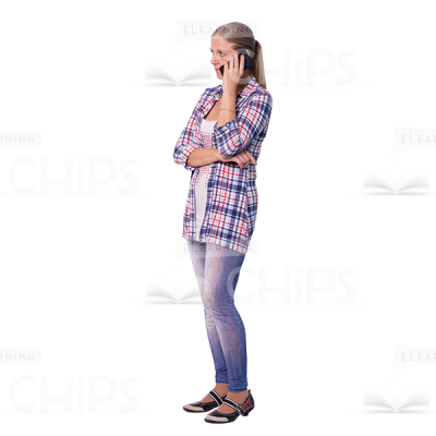 Pensive Mid Aged Woman Talking Phone Cutout Image-0