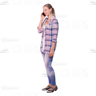 Happy Mid Aged Woman During Phone Call Cutout Photo -0