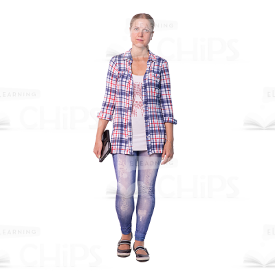 Mid Aged Woman Holding Tablet Cutout Image-0