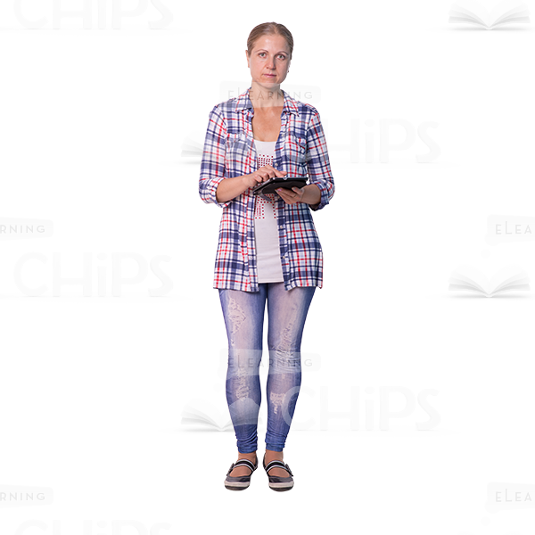 Attentive Mid Aged Woman With Tablet Cutout Image-0