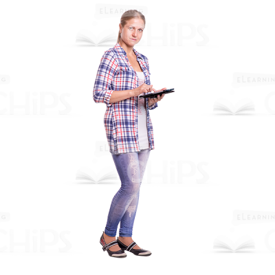 Cutout Woman Character Standing With Tablet-0
