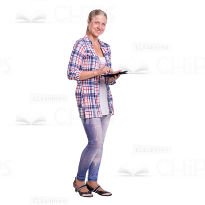 Smiling Mid Aged Woman Using Tablet Cutout Photo-0