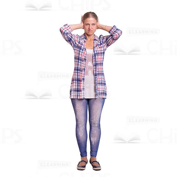 Dissatisfied Woman Character Covering Ears Cutout-0