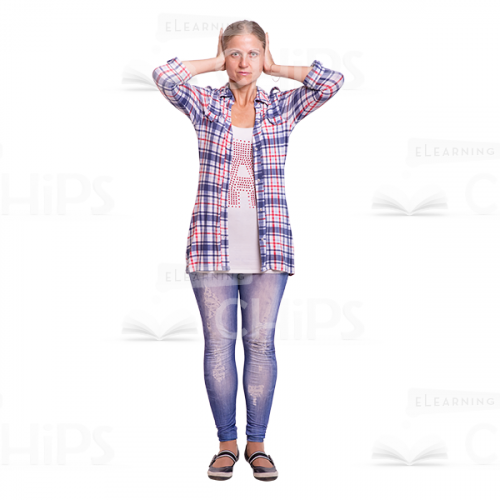 Casually Dressed MId Aged Woman Covering Ears Cutout-0