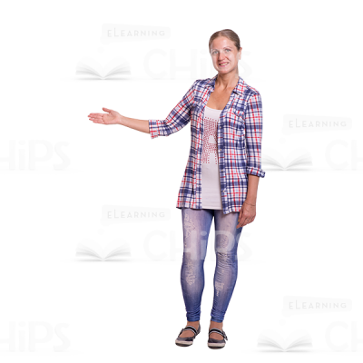 Smiling Mid Aged Woman Demonstrating Cutout-0