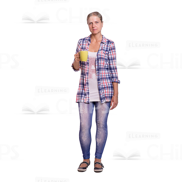 Attentive Cutout Woman Character Standing With Cup-0