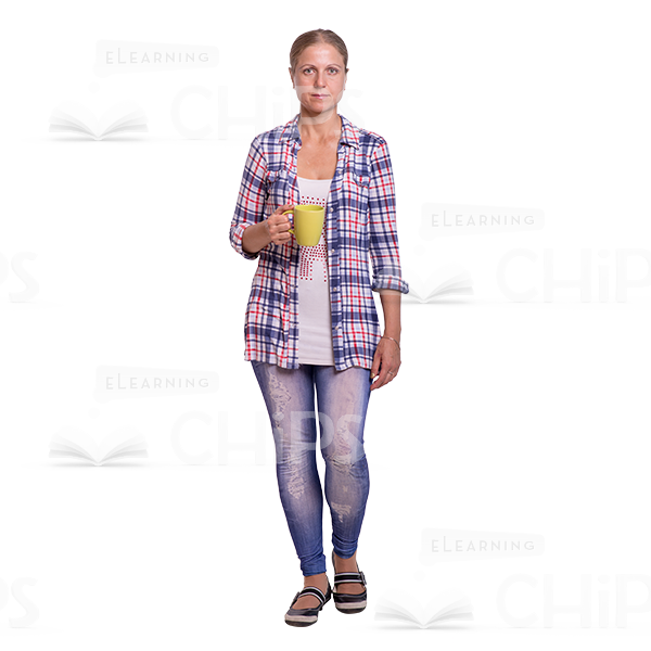 Mid Aged Woman Standing With Cup Cutout Image-0
