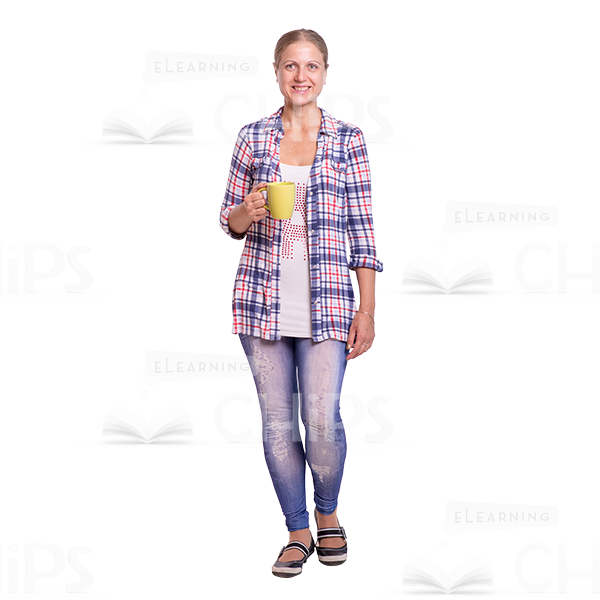 Smiling Cutout Woman Character Holding Cup-0