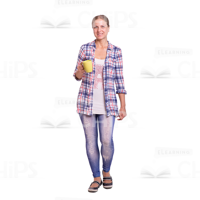 Cheerful Cutout Woman Character With Cup-0