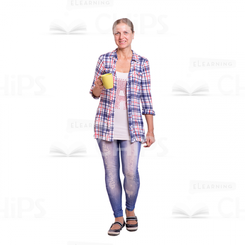 Cheerful Cutout Woman Character With Cup-0