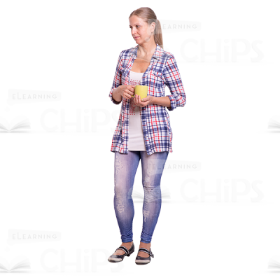 Attentively Looking Woman Standing With Cup Cutout-0