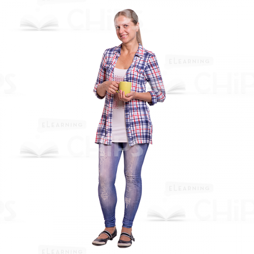 Playfully Looking Mid Aged Woman With Cup Cutout Image-0