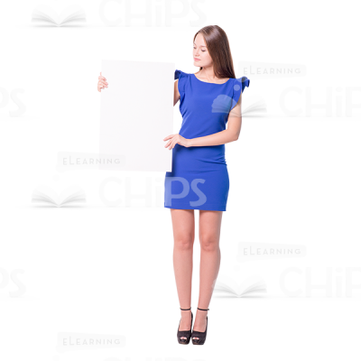 Pretty Young Girl Holding White Vertical Banner Cutout Photo-0