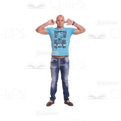 Brawny Man Covering Ears With Fingers Cutout Image-0
