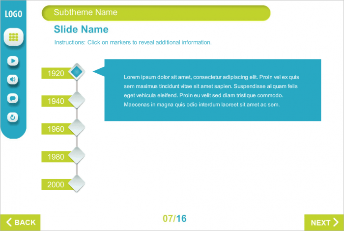 Light Green Vertical Tabs — eLearning Template for Articulate Storyline