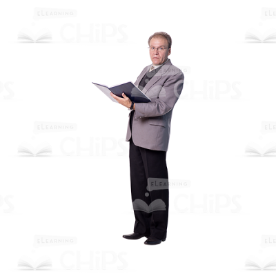 Cutout Man Character Standing With Folder-0