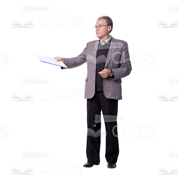 Half-Turned Man Giving Folder Cutout Image-0