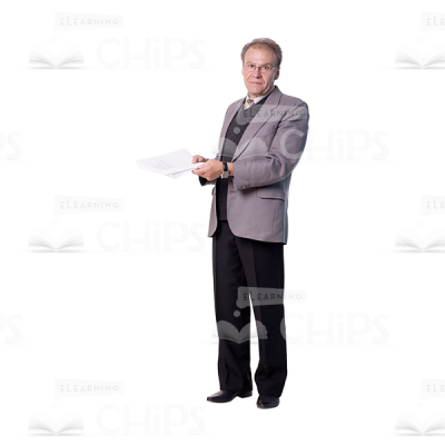 Friendly Mid Aged Man Taking Papers Cutout Image-0