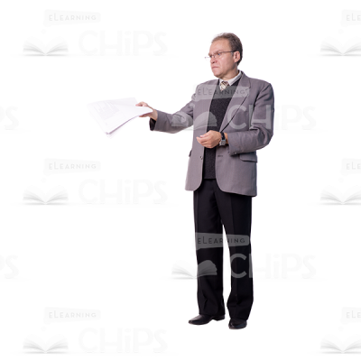 Displeased Mid Aged Man With Papers Cutout Image-0
